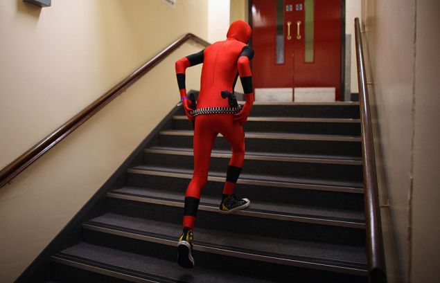 MIDDLESBROUGH, ENGLAND - JUNE 18: Cosplay enthusiast Ashley Cochran, 18, attends the North East Manga and Anime Convention (NemaCon) dressed as Marvel Comics charater Dead Pool at Middlesborough Town Hall on June 18, 2011 in Middlesbrough, England. Hundreds of Manga, Anime and Cosplay enthusiasts gathered for NemaCon 2011. Cosplay is short for Costume Play where players dress and perform roles from Japanese culture, Anime and Manga art characters. Many subcultures have also evolved inspired by video games, American cartoons and comics. (Photo by Christopher Furlong/Getty Images)