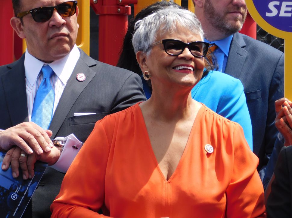 U.S. Rep. Bonnie Watson Coleman at a press event in Newark.
