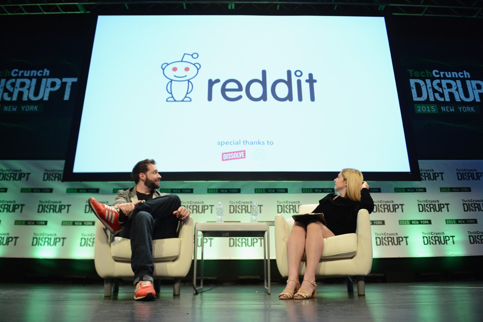 Co-Founder of Reddit Alexis Ohanian (L) onstage in New York City.