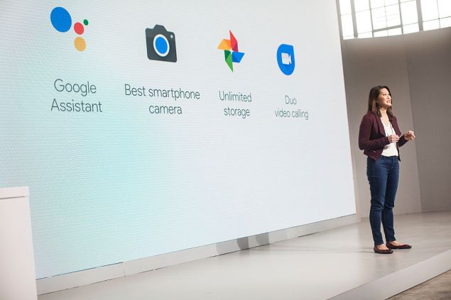 SAN FRANCISCO, CA - OCTOBER 04: Sabrina Ellis, Director of Product Management at Google Inc., speaks during an event to introduce the Google Pixel phone and other Google products on October 4, 2016 in San Francisco, California. Google is making the jump into the mobile device market in an attempt to challenge the Apple iPhone in the premium smartphone category. (Photo by Ramin Talaie/Getty Images)