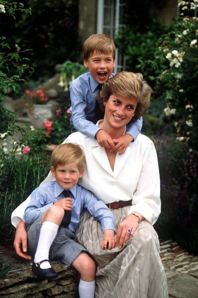 Princess Diana with her sons, William and Harry.