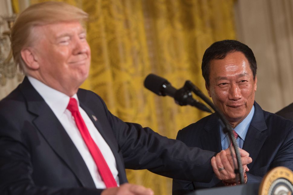 President Trump struck the Foxconn deal with Terry Gou in July 2017.