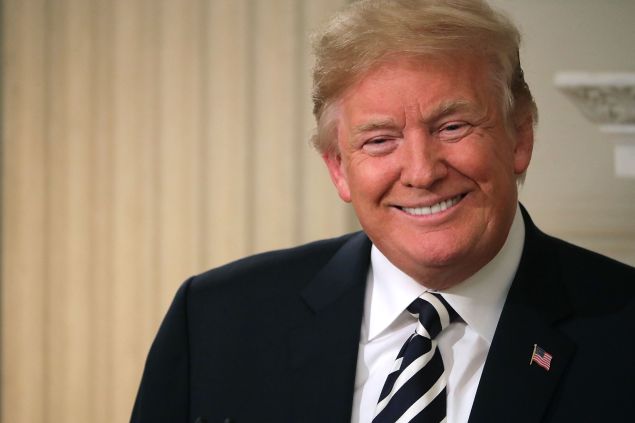 President Donald Trump delivers remarks before hosting an Iftar dinner in the State Dining Room at the White House June 6, 2018 in Washington, DC. The Iftar is the dinner that ends the daily fast during the Muslim holy month of Ramadan.