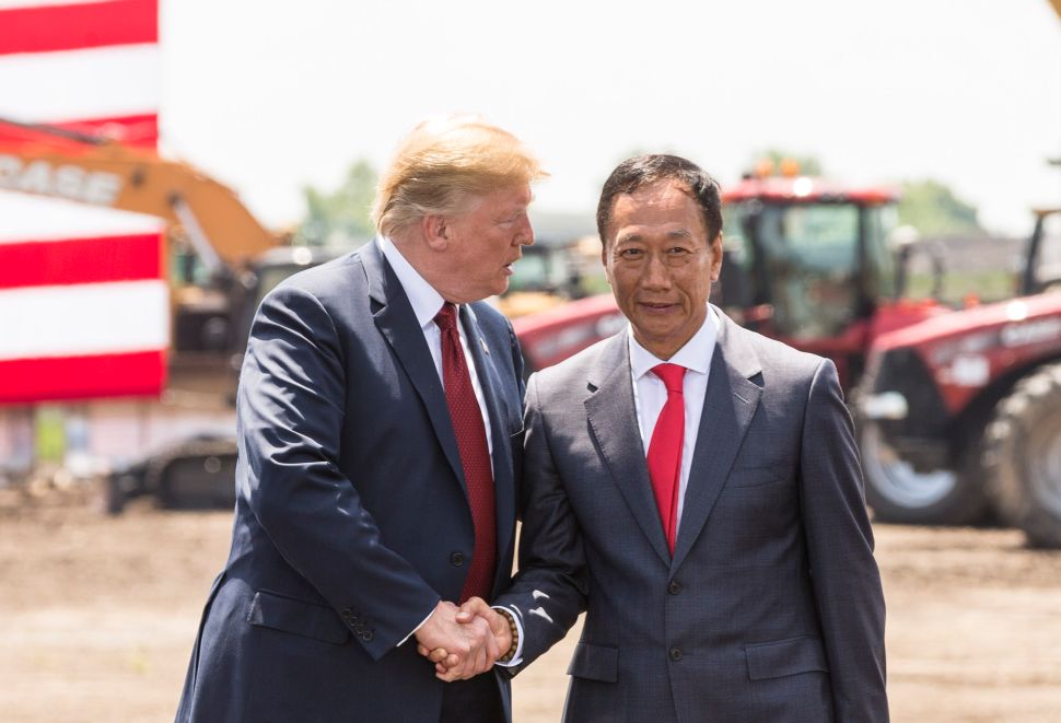 Trump at the groundbreaking ceremony of Foxconn's Wisconsin plant.