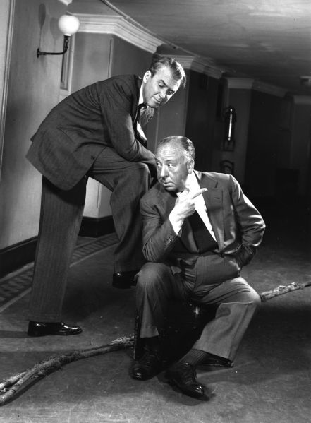 James Stewart poses with Alfred Hitchcock, a director many up-and-comers love to reference.