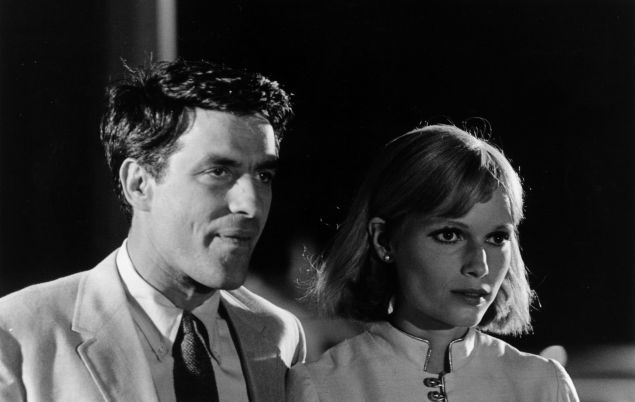 Mia Farrow with John Cassavetes in a scene from Rosemary's Baby.
