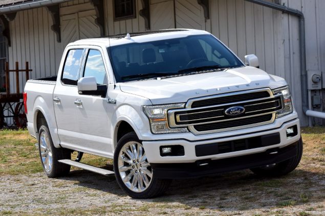 A 2018 Ford F-150 in white.