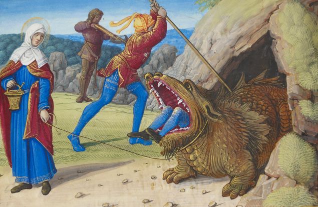 The Taming the Tarasque, from Hours of Henry VIII, France, Tours, ca. 1500.
