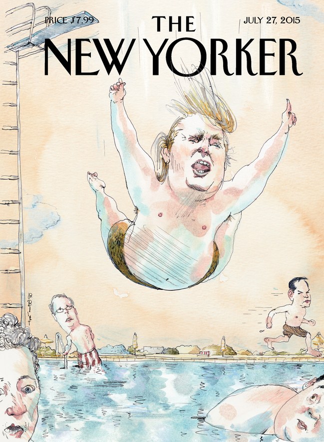 The New Yorker's 'Belly Flop' cover featuring Donald Trump.