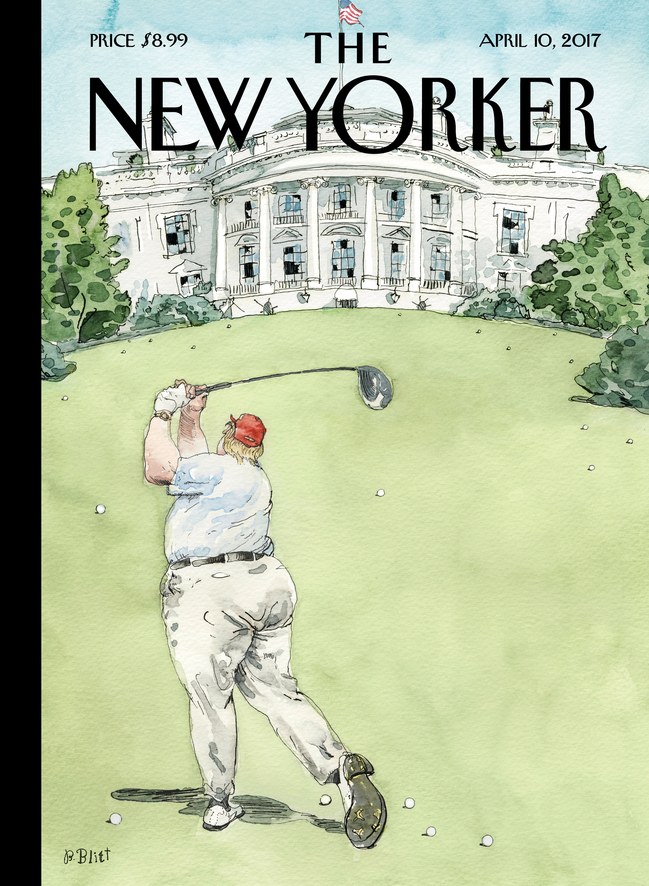 The New Yorker's "Broken Windows" cover featuring President Donald Trump.