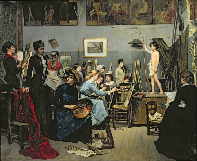 Marie Bashkirtseff, <i>In the Studio,</i> 1881. Oil on canvas, 60 5/8 x 73 1/4 in. Dnipropetrovsk/Bridgeman Images. Courtesy American Federation of Arts