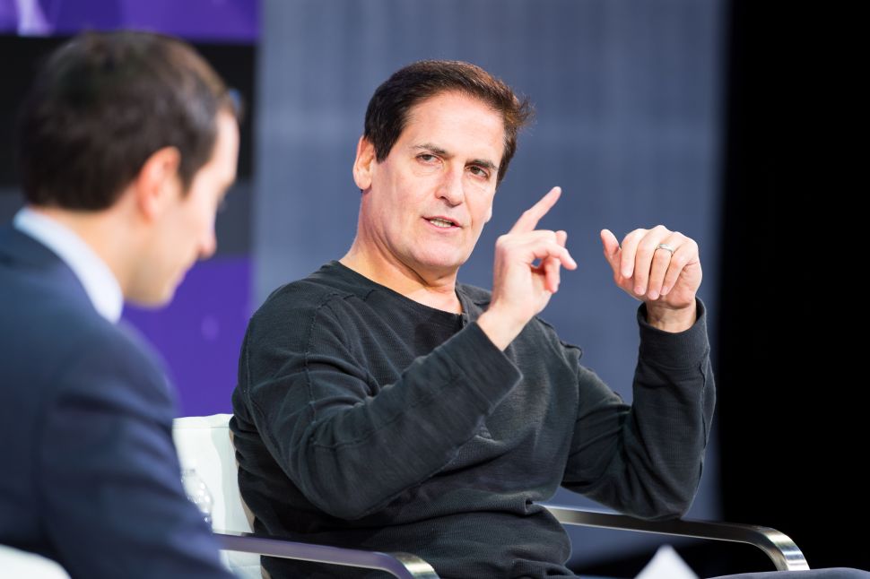 Andrew Ross Sorkin and Mark Cuban speak onstage at The New York Times 2017 DealBook Conference.