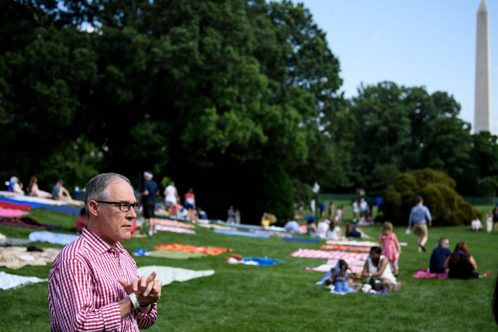 Environmental Protection Agency Administrator Scott Pruitt walks during a picnic for military families on the South Lawn of the White House July 4, 2018 in Washington, DC.