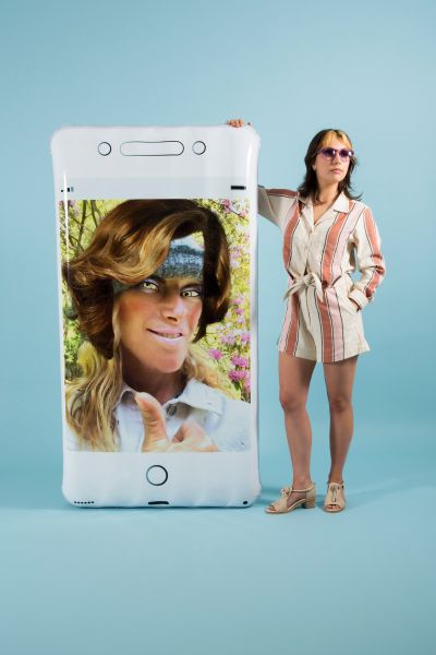 Oops Phone Float by Cindy Sherman, + POOL and Third Drawer Down, 2018.