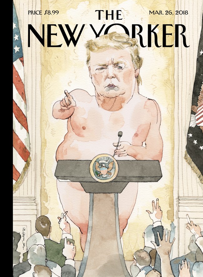 The New Yorker's "Exposed" cover, featuring President Donald Trump.