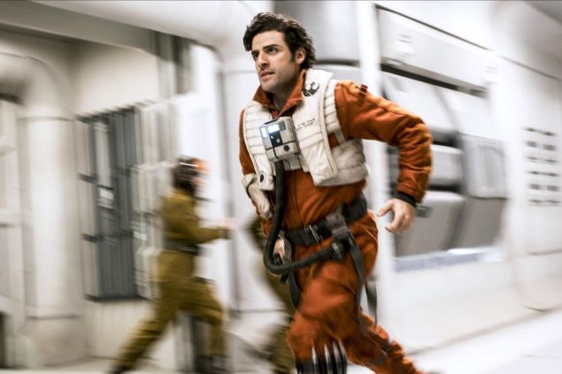 Oscar Isaac as Poe Dameron in Star Wars: The Last Jedi.