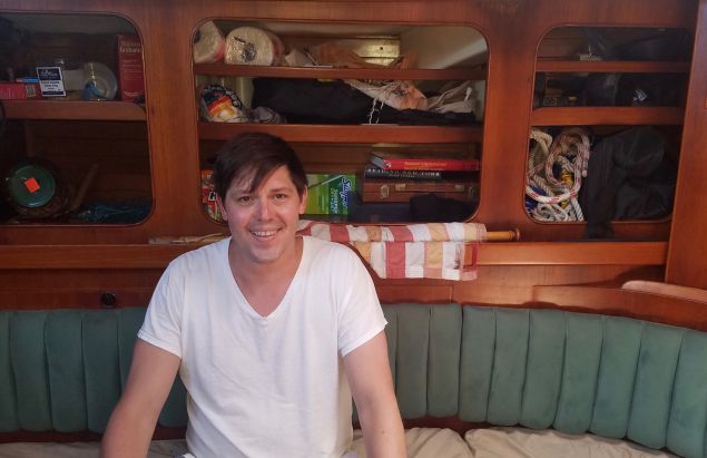 Peter Ferguson aboard Valfreyja.