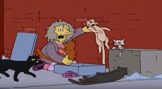 Eleanor Abernathy a.k.a the Crazy Cat Lady from The Simpsons.