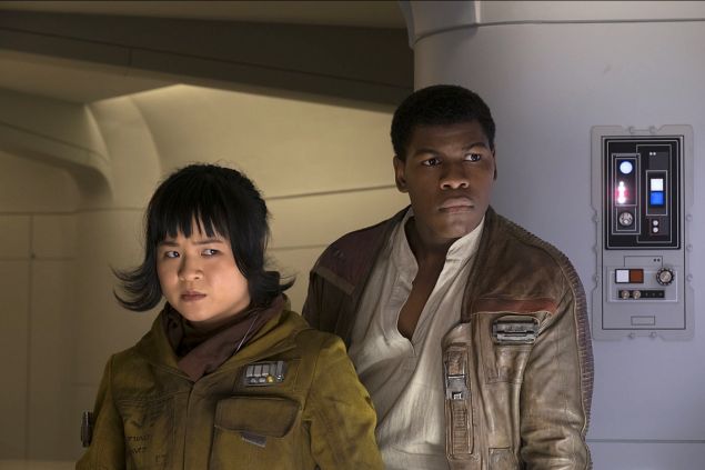 Kelly Marie Tran as Rose and John Boyega as Finn in Star Wars: The Last Jedi.
