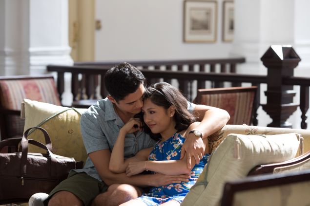 Henry Golding as Nick and Constance Wu as Rachel in Crazy Rich Asians.