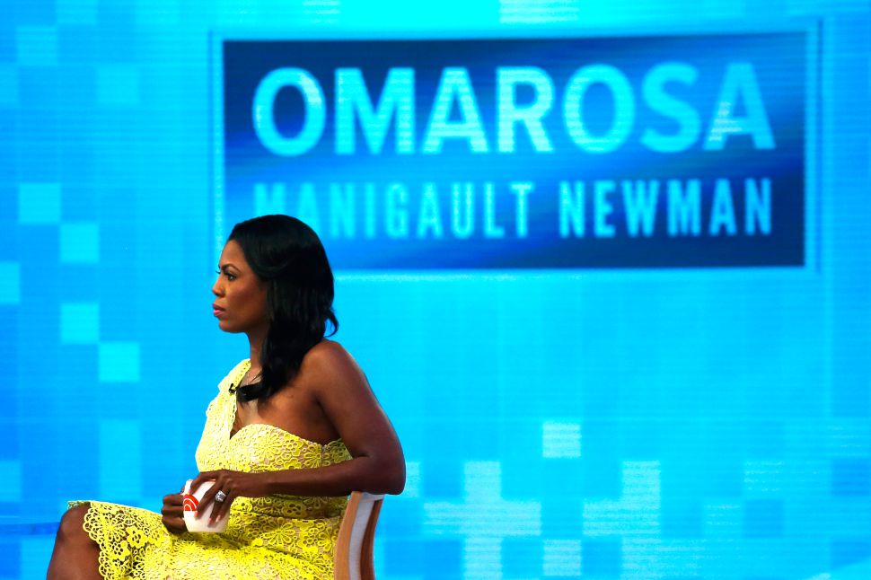 Omarosa Manigualt-Newman waits to promote her new book 'Unhinged' on the 'Today Show.'