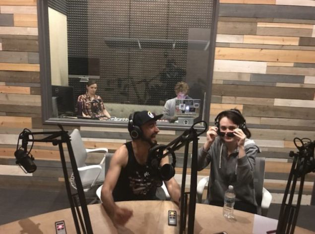 JPC and Erin Keif taping an episode of Hey Riddle Riddle.