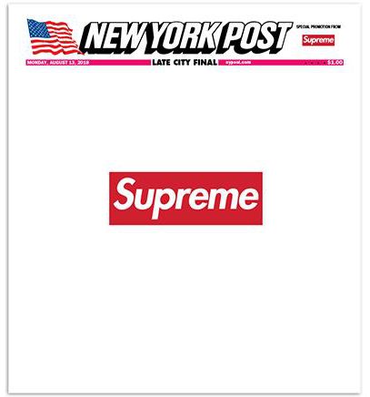 Supreme branded cover of the New York Post.