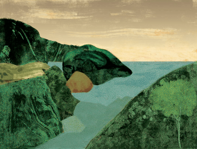 A work on view in 'Milton Glaser: Landscape Prints' at the Edward Hopper House.