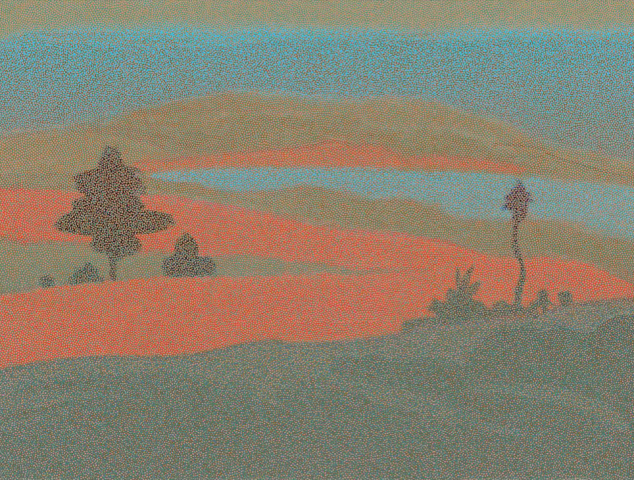 A work on view in 'Milton Glaser: Landscape Prints' at the Edward Hopper House.