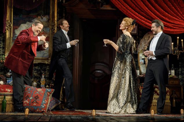 Dylan Baker, Jason Butler Harner, Janet McTeer and Matthew Saldivar in Bernhardt/Hamlet.