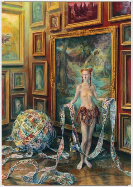 Julie Heffernan, Self-Portrait with Spill, 2018.