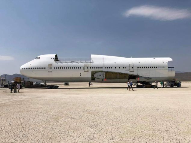 The 747, parked in Black Rock Desert.