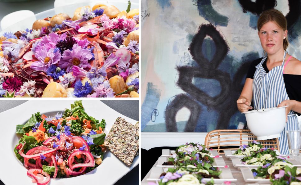 Let them eat flowers. SuperShe's 16-year-old intern serves dinner.