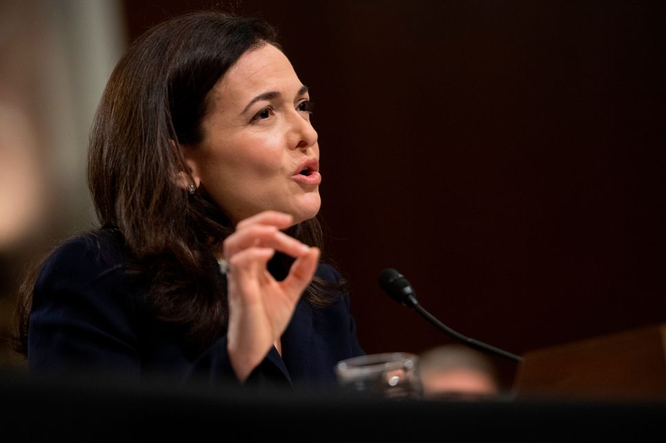 Facebook COO Sheryl Sandberg testifies in front of the Senate Intelligence Committee.