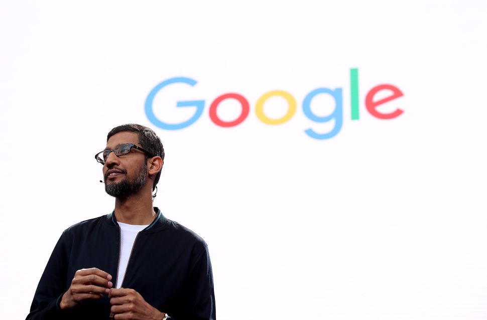 Google CEO Sundar Pichai speaks during Google I/O 2016.