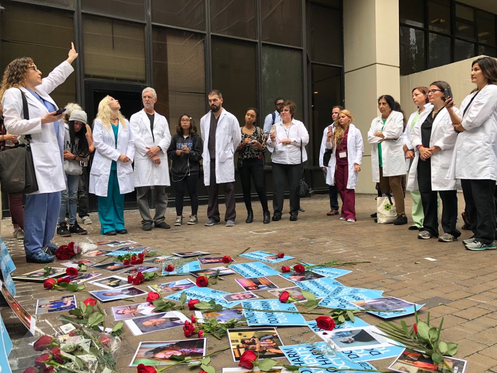 Symon lead a group of physicians and activists on a march to Mount Sinai, in part as a memorial for Joomun and the other estimated 400 physicians a year lost to suicide