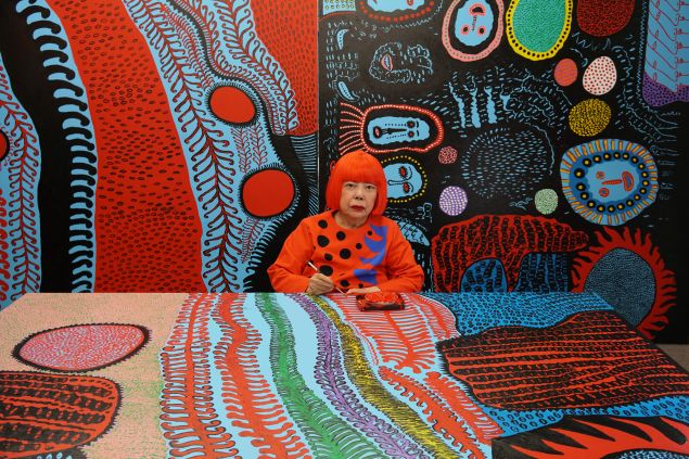 Yayoi Kusama at work.