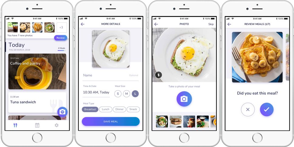 Screenshots of Medtronic's FoodPrint App.
