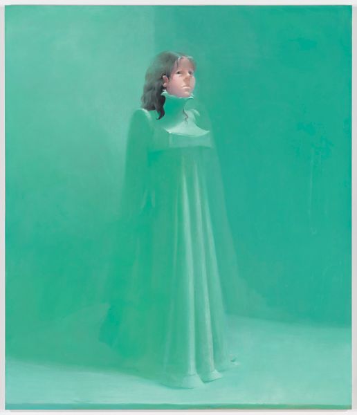 Lisa Yuskavage, Transference Portrait of My Shrink in Her Starched Nightgown with My Face and Her Hair, 1995.