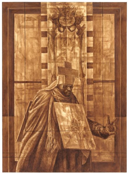 Charles White, <i>Black Pope (Sandwich Board Man)</i>, 1973.
