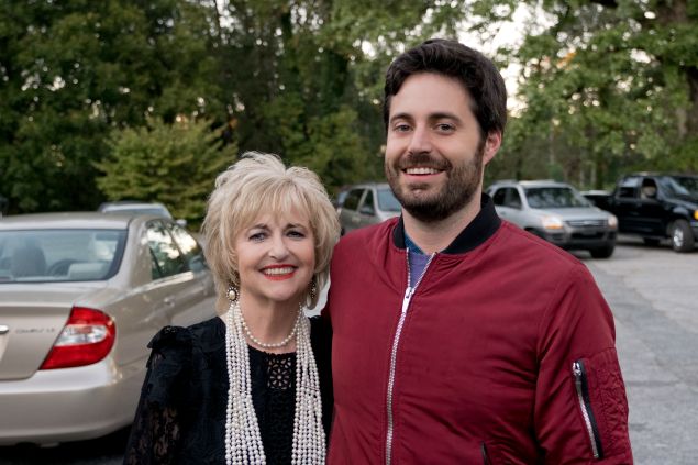 Garrard Conley with his mother, Martha Conley, on the set of Boy Erased.