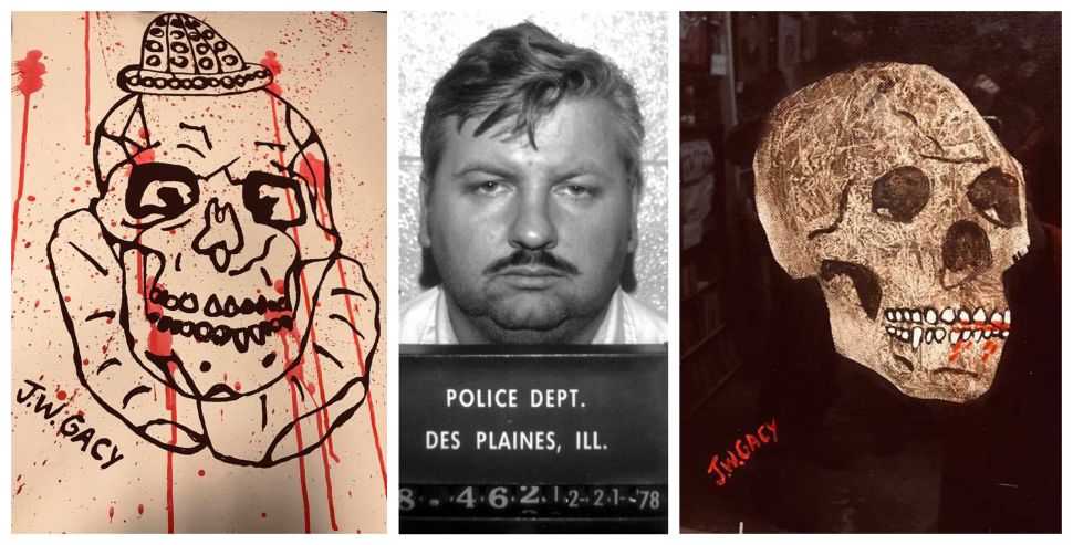 John Wayne Gacy, center, murdered tktrktk, two clown paintings...