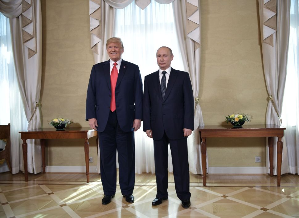 President Donald Trump and President Vladimir Putin ahead of their meeting in Helsinki.