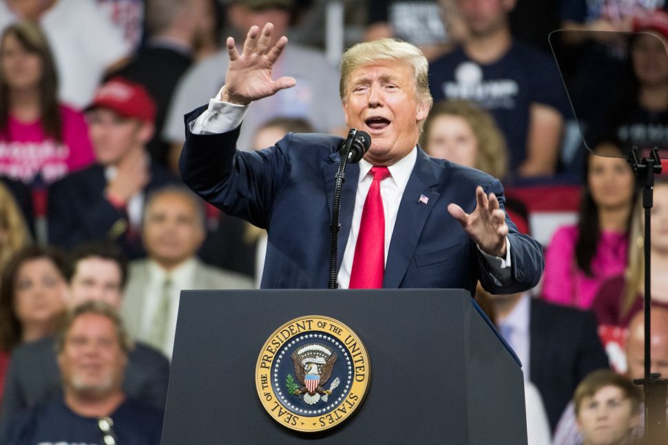 The Roastmaster General going for yuks at a MAGA rally.