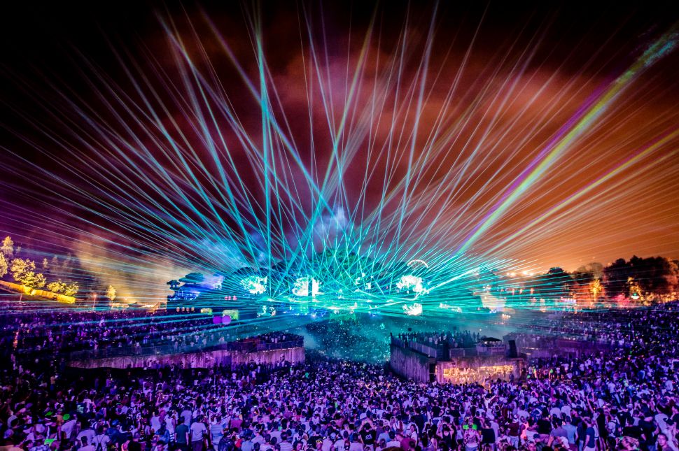 The De Schorre recreation area in Boom shows the first day of the Tomorrowland Electronic Music Festival in 2016.
