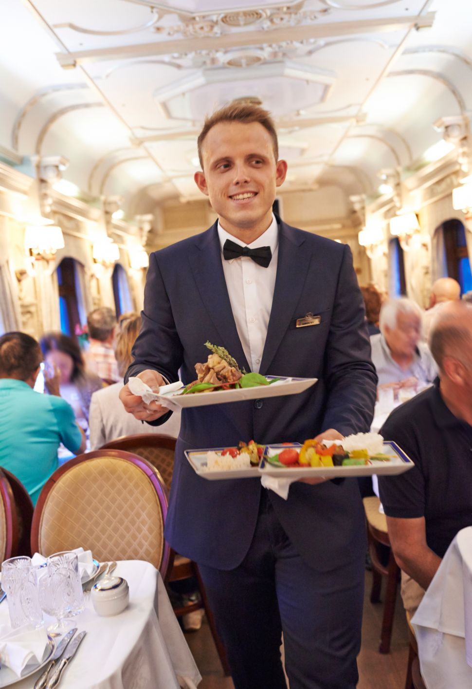 This train's dining car is probably more elegant than the last restaurant you ate at.