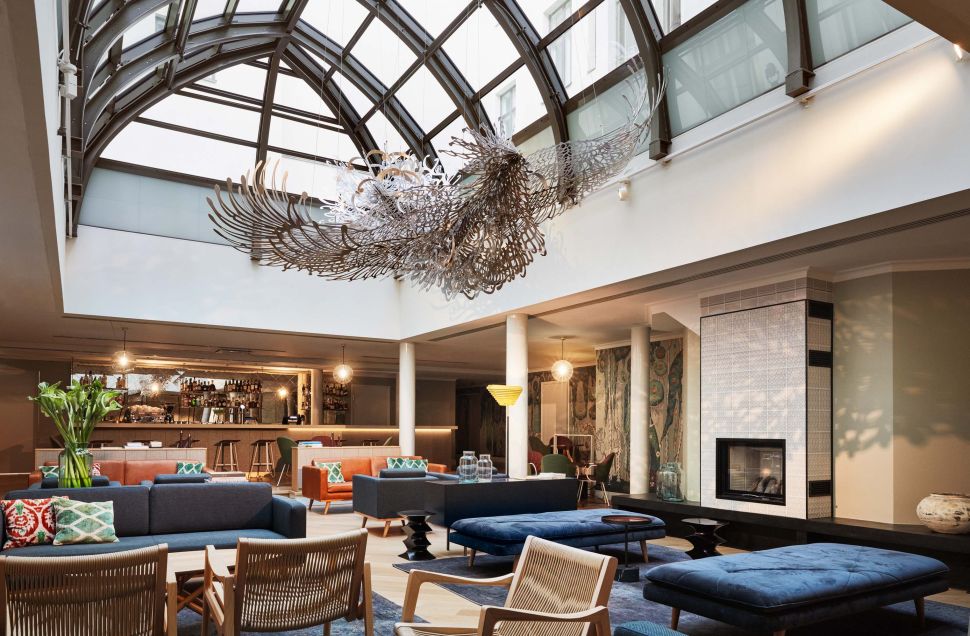 The Wintergarden courtyard in Hotel St. George, in Helsinki, Finland.