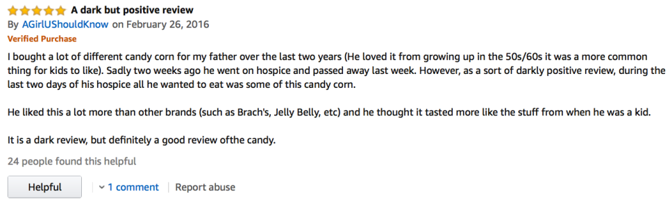Amazon Candy Corn Review: For death is but a passing phase of life—unlike candy corn which is apparently eternal.