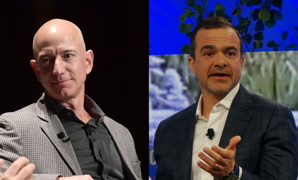 Jeff Bezos (left), founder of Amazon, and Jeff Wilke (right), Amazon's CEO of worldwide retail.