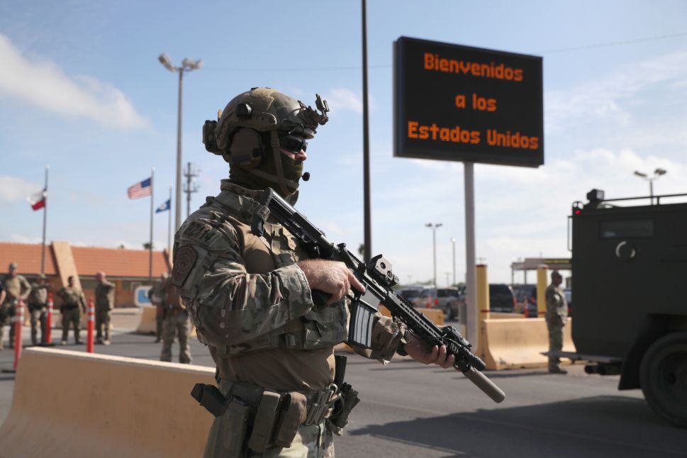 Customs and Border Protection (CBP) agents take part in a training exercise at the U.S.-Mexico border.